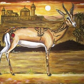 Peinture intitulée "Gazelle" par Benidiri Redha, Œuvre d'art originale