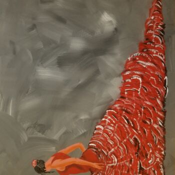 Peinture intitulée "Flamenco" par Redha Hattab, Œuvre d'art originale, Acrylique Monté sur Châssis en bois
