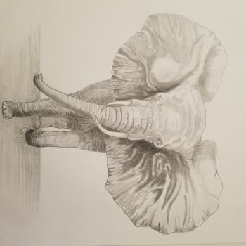 Dibujo titulada "Éléphant" por Redha Hattab, Obra de arte original, Lápiz