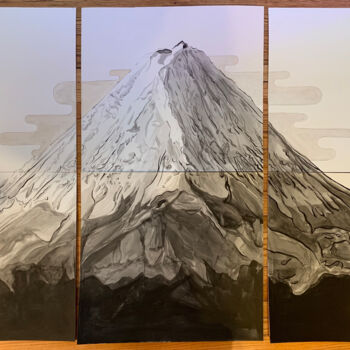 Картина под названием "Mount Fuji" - Elena Disabato (Red Kimono Design), Подлинное произведение искусства, Чернила