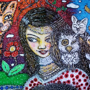 Картина под названием "Harmony" - Karine Garelli (Reds Robin), Подлинное произведение искусства, Акрил