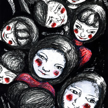 Disegno intitolato "Train Fantôme" da Karine Garelli (Reds Robin), Opera d'arte originale, Altro
