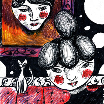 Σχέδιο με τίτλο "Trilogie" από Karine Garelli (Reds Robin), Αυθεντικά έργα τέχνης, Άλλος