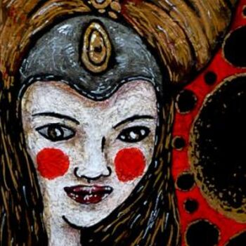 Malerei mit dem Titel "Hybride fille" von Karine Garelli (Reds Robin), Original-Kunstwerk, Acryl