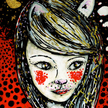 Dibujo titulada "Femme chat" por Karine Garelli (Reds Robin), Obra de arte original, Otro