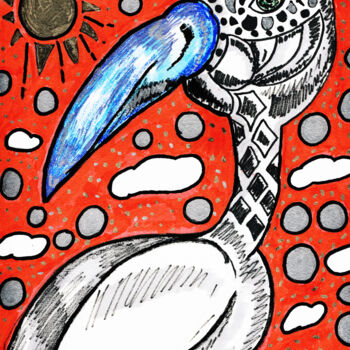 Disegno intitolato "oiseau.jpg" da Karine Garelli (Reds Robin), Opera d'arte originale