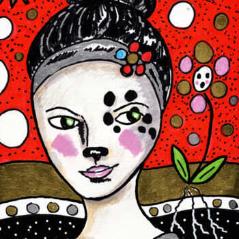 Dessin intitulée "geisha.jpg" par Karine Garelli (Reds Robin), Œuvre d'art originale