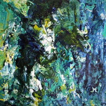 Painting titled "Abstract: "Green Ca…" by Reda Pinchera, Original Artwork, Acrylic