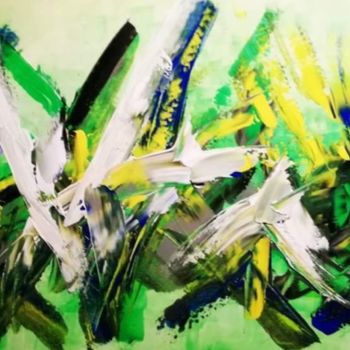 Painting titled "Abstrait vert" by Reemers Jean-Pierre, Original Artwork, Acrylic