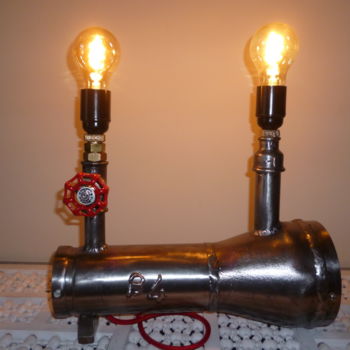 Design mit dem Titel "Lampe industrielle…" von Leferailleur02, Original-Kunstwerk, Leuchte