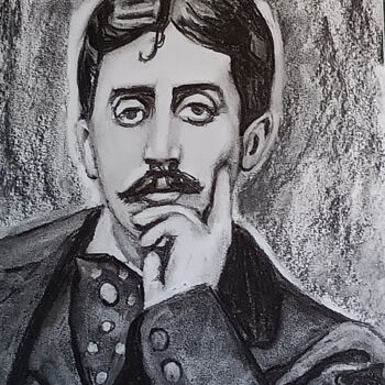 Drawing titled "Marcel Proust, à la…" by Marit Refsnes, Original Artwork, Charcoal