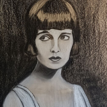 Drawing titled "Lulu, star du muet" by Marit Refsnes, Original Artwork, Charcoal