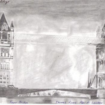 Dessin intitulée "Towers Bridge" par Queen Patrick, Œuvre d'art originale, Autre