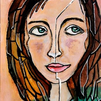 Картина под названием "Die Skeptische 2" - Regina Dem, Подлинное произведение искусства, Акрил