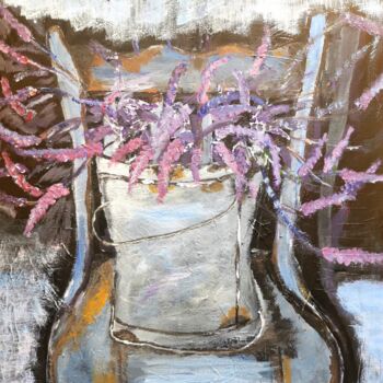 Schilderij getiteld "Lavendel" door Regina Dem, Origineel Kunstwerk, Acryl Gemonteerd op Frame voor houten brancard