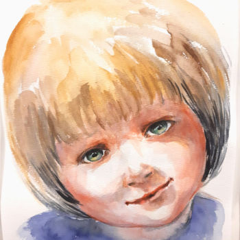 Peinture intitulée "Child" par Regina Ishina, Œuvre d'art originale, Aquarelle