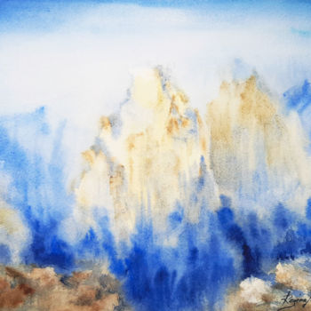 Peinture intitulée "Mountain landscape" par Regina Ishina, Œuvre d'art originale, Aquarelle