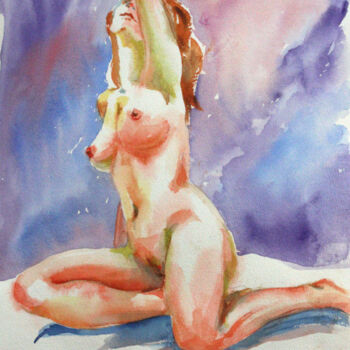 Malerei mit dem Titel "Nude" von Regina Ishina, Original-Kunstwerk, Aquarell