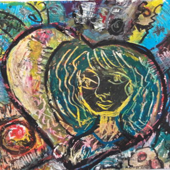 Рисунок под названием "Young woman with lu…" - Regina Kehrer, Подлинное произведение искусства, Пастель