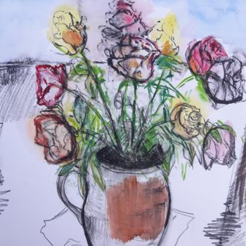 Malarstwo zatytułowany „A bunch of roses” autorstwa Regina Kehrer, Oryginalna praca, Akwarela