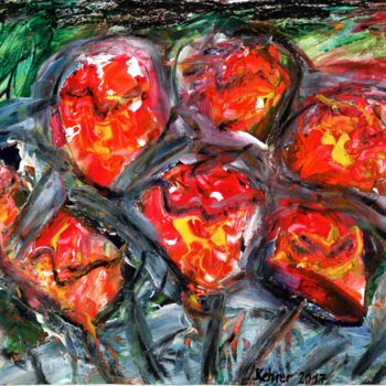 Peinture intitulée "Red Flowers" par Regina Kehrer, Œuvre d'art originale, Acrylique