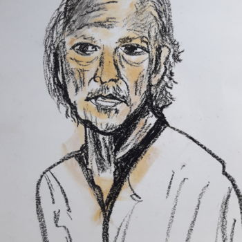 Tekening getiteld "Peter Handke- Poet" door Regina Kehrer, Origineel Kunstwerk, Aquarel