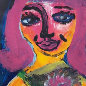 "Young woman with fl…" başlıklı Tablo Regina Kehrer tarafından, Orijinal sanat, Akrilik