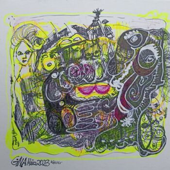 Malerei mit dem Titel "My unknown best fri…" von Regina Kehrer, Original-Kunstwerk, Marker