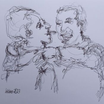 Disegno intitolato "Real good friends" da Regina Kehrer, Opera d'arte originale, Matita
