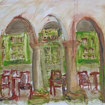 Painting titled "Altes Cafe 2 in Ska…" by Regina Kehrer, Original Artwork, Watercolor