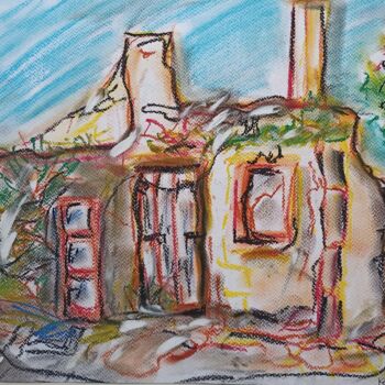 Malerei mit dem Titel "Altes Schulhaus Pat…" von Regina Kehrer, Original-Kunstwerk, Pastell