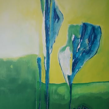 Peinture intitulée "Blaue Blüte" par Regina Lieder- Schönn, Œuvre d'art originale, Acrylique