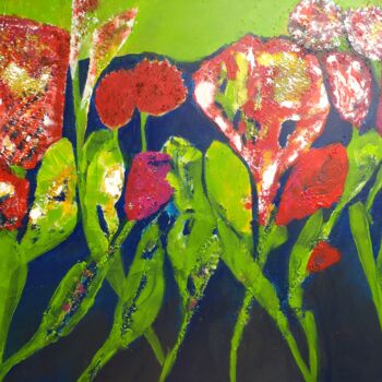 Malerei mit dem Titel "Tanz der Blüten" von Regina Lieder- Schönn, Original-Kunstwerk, Acryl