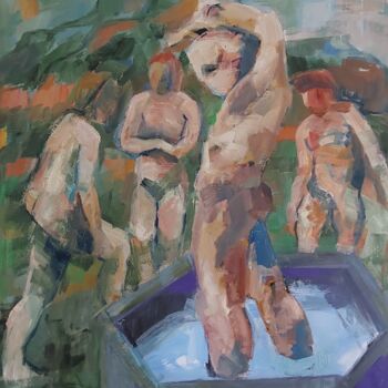 Картина под названием "Lenz im Brunnen" - Regina Schween, Подлинное произведение искусства, Масло Установлен на Деревянная р…