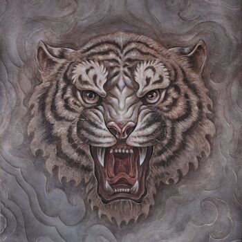 Картина под названием "Тигр" - Регина Юсупова, Подлинное произведение искусства, Акрил