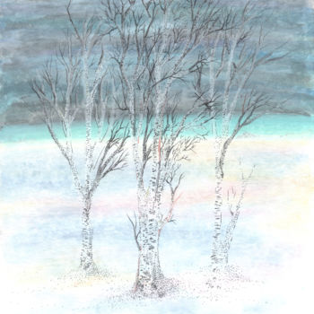 Drawing titled "Under Northern Skies" by Regina Valluzzi, Original Artwork, Ink