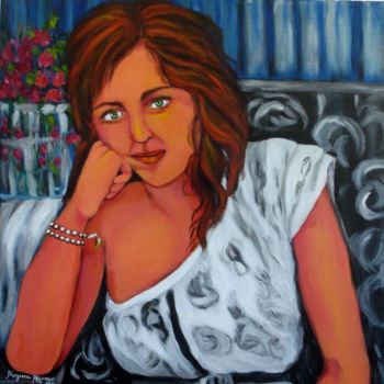 Pintura intitulada "Retrato de mulher" por Regina Affonso, Obras de arte originais