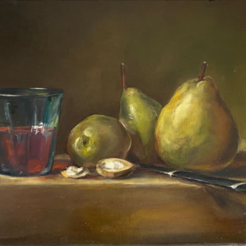 Schilderij getiteld "Pears, Walnuts and…" door Regina Baybikova, Origineel Kunstwerk, Olie