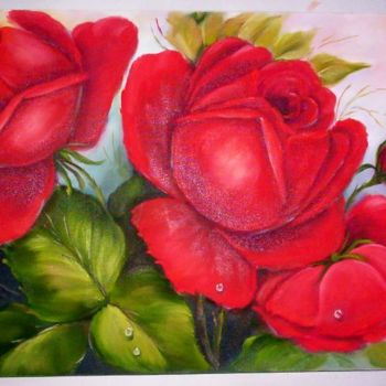 Painting titled "rosas vermelhas" by Regina Schwingel, Original Artwork