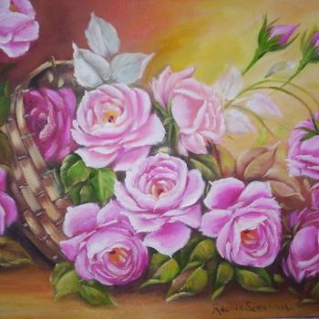 Pintura intitulada "cesto de rosas" por Regina Schwingel, Obras de arte originais