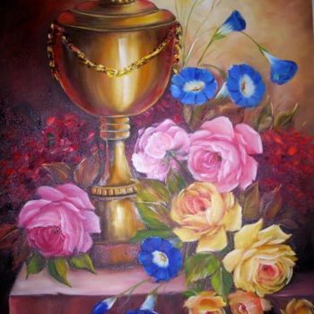 Painting titled "FLORES CLASSICAS VI" by Regina Schwingel, Original Artwork