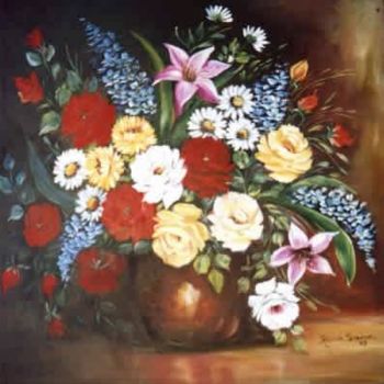 Pintura intitulada "FLORES" por Regina Schwingel, Obras de arte originais