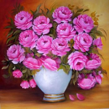 Painting titled "FLORAL DE ROSAS XXX" by Regina Schwingel, Original Artwork