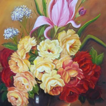 Painting titled "Floral 445" by Regina Schwingel, Original Artwork