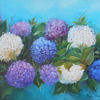 Pintura intitulada "HORTENSIAS  345" por Regina Schwingel, Obras de arte originais