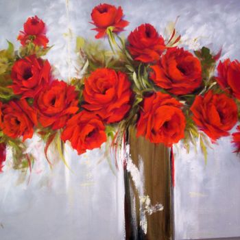 Painting titled "ROSAS VERMELHAS 0170" by Regina Schwingel, Original Artwork