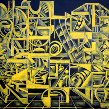 Malerei mit dem Titel "Black and Gold comp…" von Reginald Williams, Original-Kunstwerk, Acryl