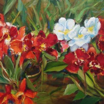 Painting titled "Orquídeas" by Regina  Oliveira, Original Artwork