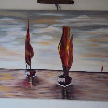 Painting titled "Les Bateaux" by Regine Tasset, Original Artwork