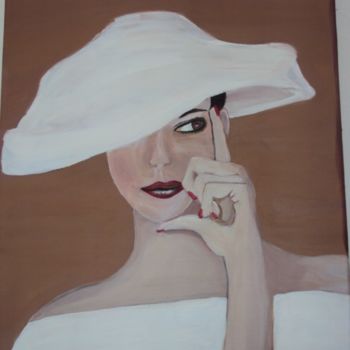 Painting titled "La Femme au chapeau" by Regine Tasset, Original Artwork